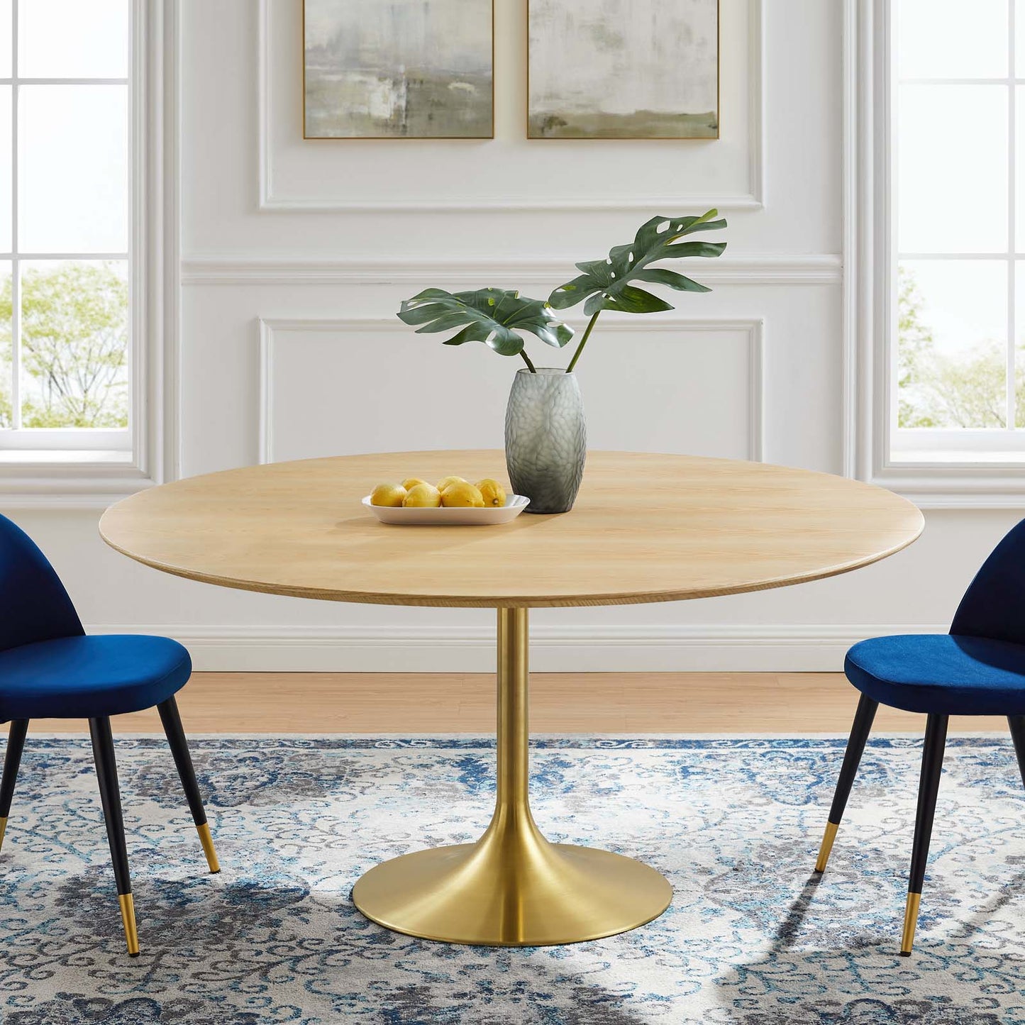 Lippa 60" Wood Dining Table, Wood, Gold Brown Natural, 20931
