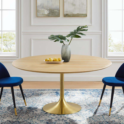 Lippa 60" Wood Dining Table, Wood, Gold Brown Natural, 20931