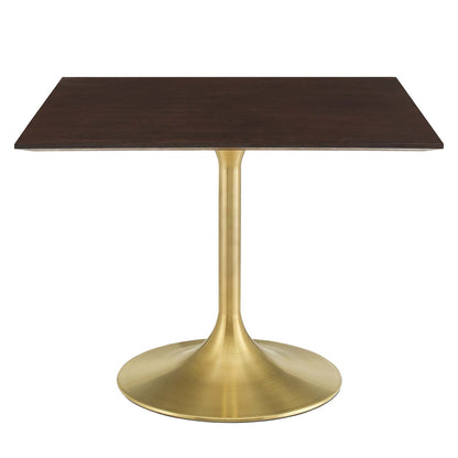 Lippa 40" Square Wood Dining Table, Wood, Gold Dark Brown Brown Walnut, 20932