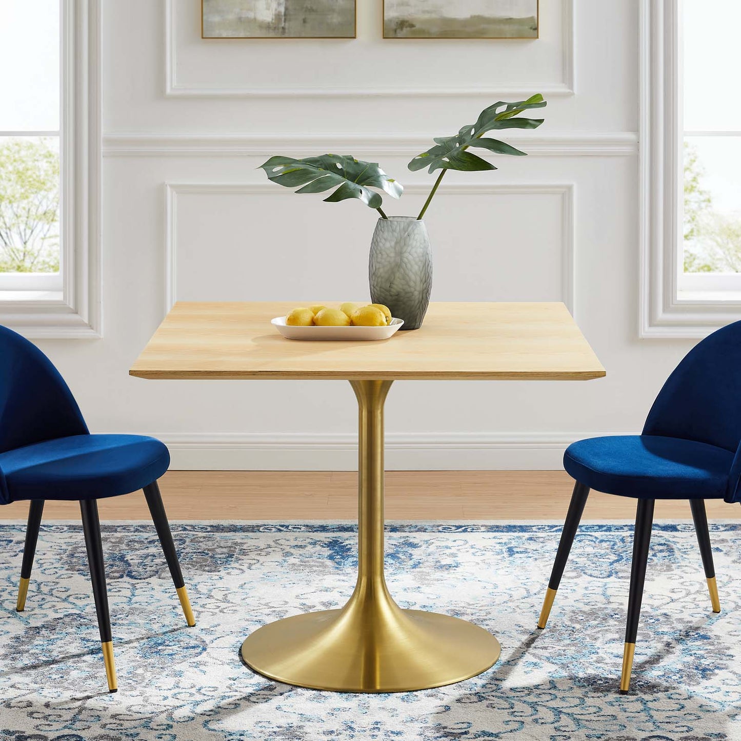 Lippa 40" Square Wood Dining Table, Wood, Gold Brown Natural, 20933