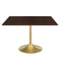 Lippa 47" Square Wood Dining Table, Wood, Gold Dark Brown Brown Walnut, 20934