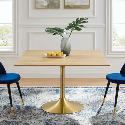 Lippa 47" Square Wood Dining Table, Wood, Gold Brown Natural, 20935