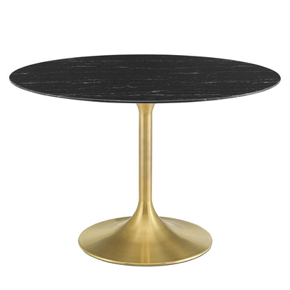 Lippa 47" Artificial Marble Dining Table, Artificial Marble, Metal Steel, Gold Black, 20937