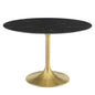 Lippa 47" Artificial Marble Dining Table, Artificial Marble, Metal Steel, Gold Black, 20937