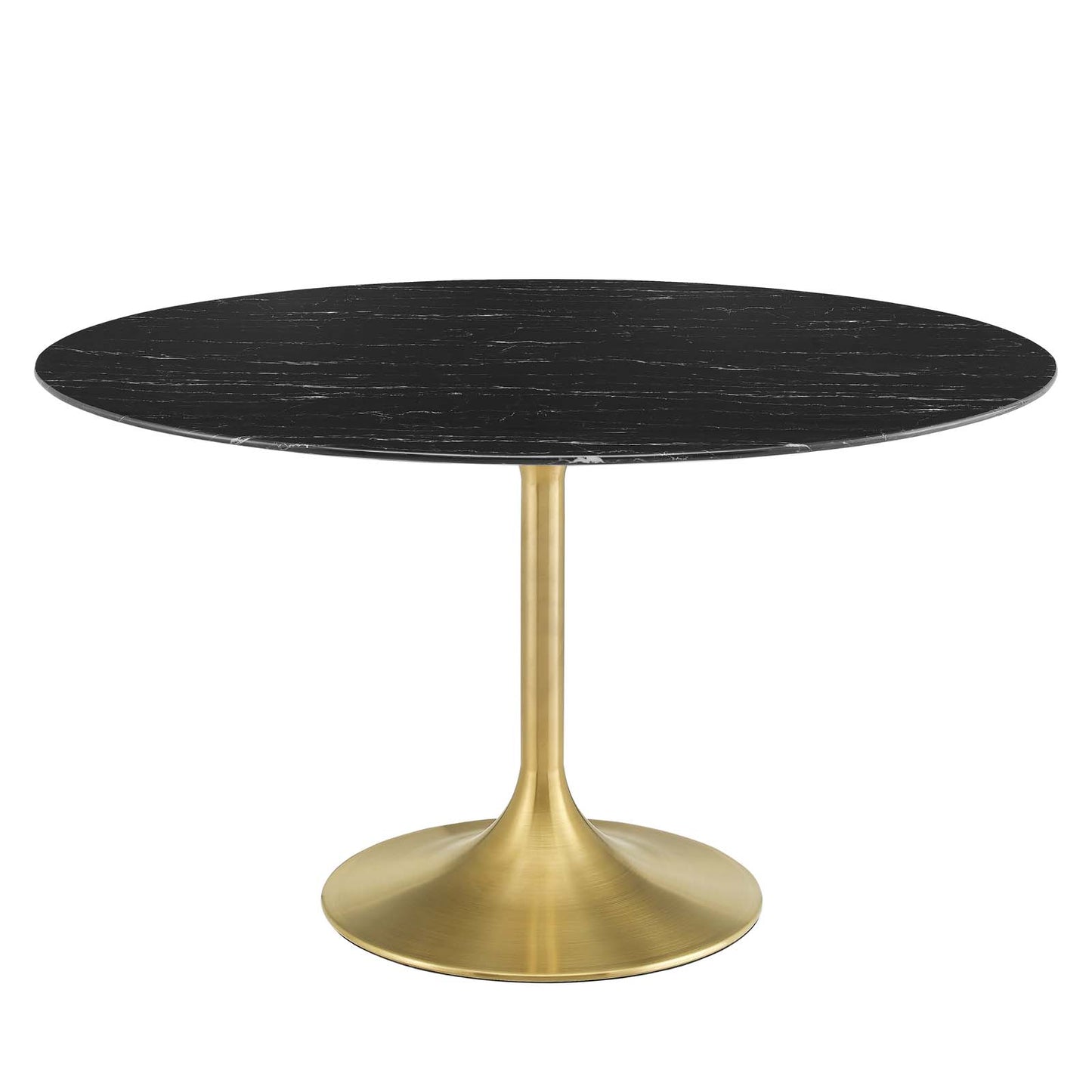 Lippa 54" Artificial Marble Dining Table, Artificial Marble, Metal Steel, Gold Black, 20938