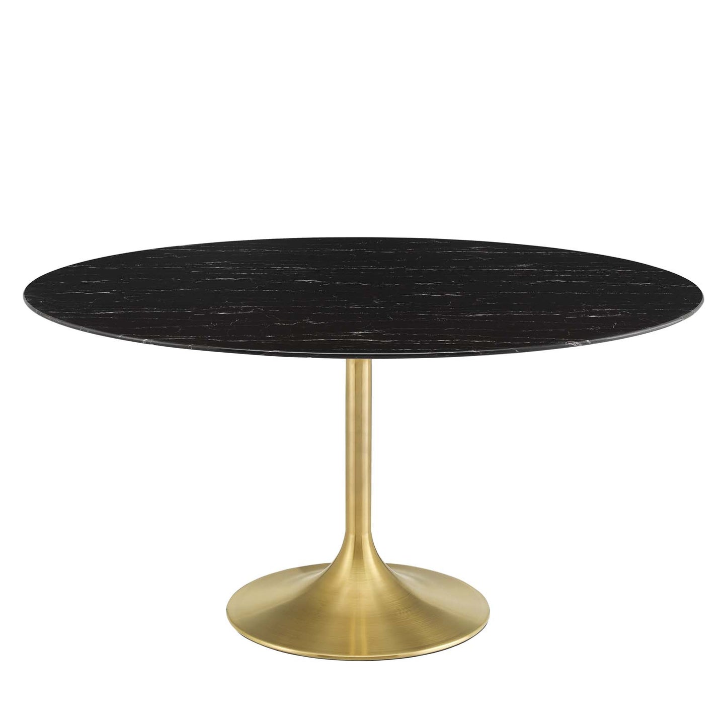 Lippa 60" Artificial Marble Dining Table, Artificial Marble, Metal Steel, Gold Black, 20939