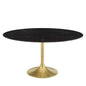 Lippa 60" Artificial Marble Dining Table, Artificial Marble, Metal Steel, Gold Black, 20939