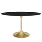 Lippa 54" Oval Artificial Marble Dining Table, Artificial Marble, Metal Steel, Gold Black, 20940