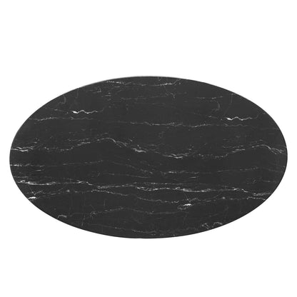 Lippa 54" Oval Artificial Marble Dining Table, Artificial Marble, Metal Steel, Gold Black, 20940