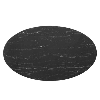 Lippa 60" Oval Artificial Marble Dining Table, Artificial Marble, Metal Steel, Gold Black, 20941