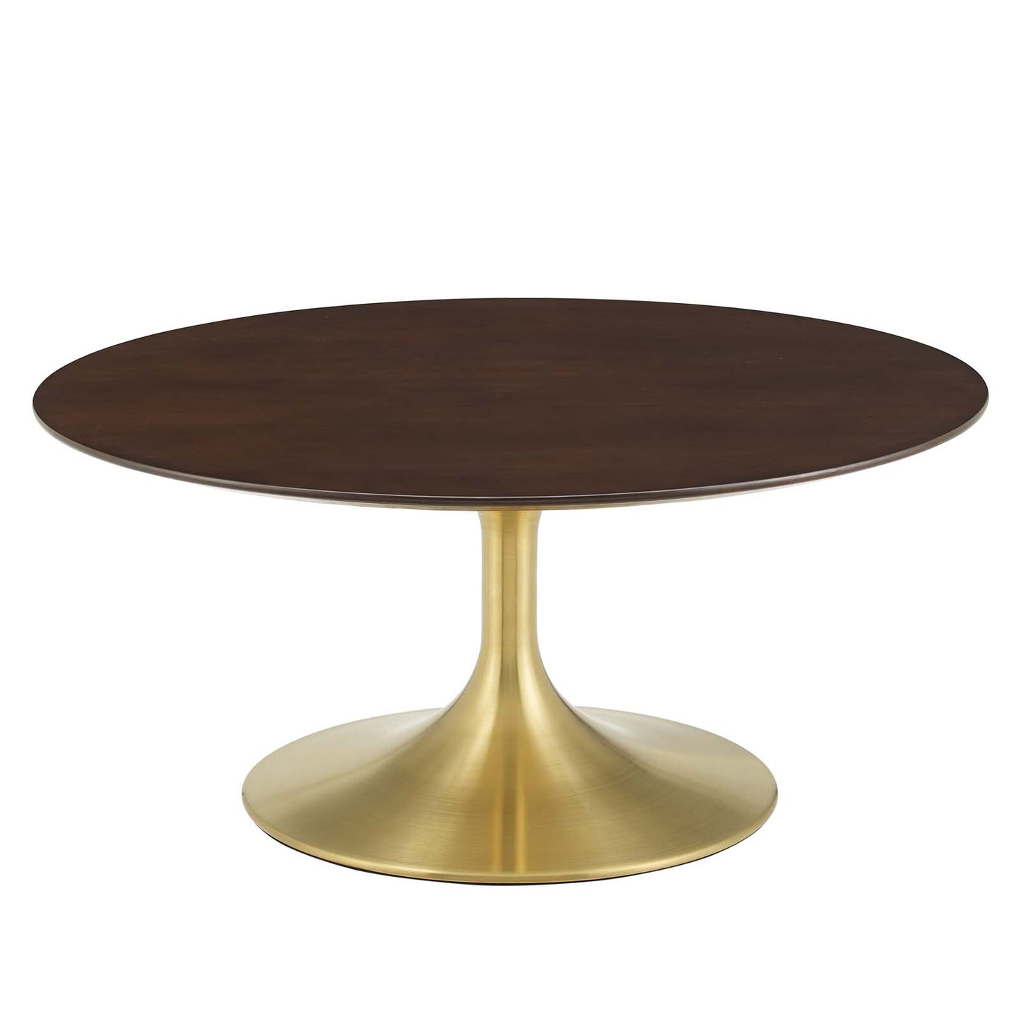 Lippa 36" Wood Coffee Table, Wood, Metal Steel, Gold Dark Brown Brown Walnut, 20942