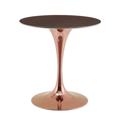 Lippa 28" Wood Dining Table, Wood, Rose Gold Dark Brown Brown Walnut, 20943
