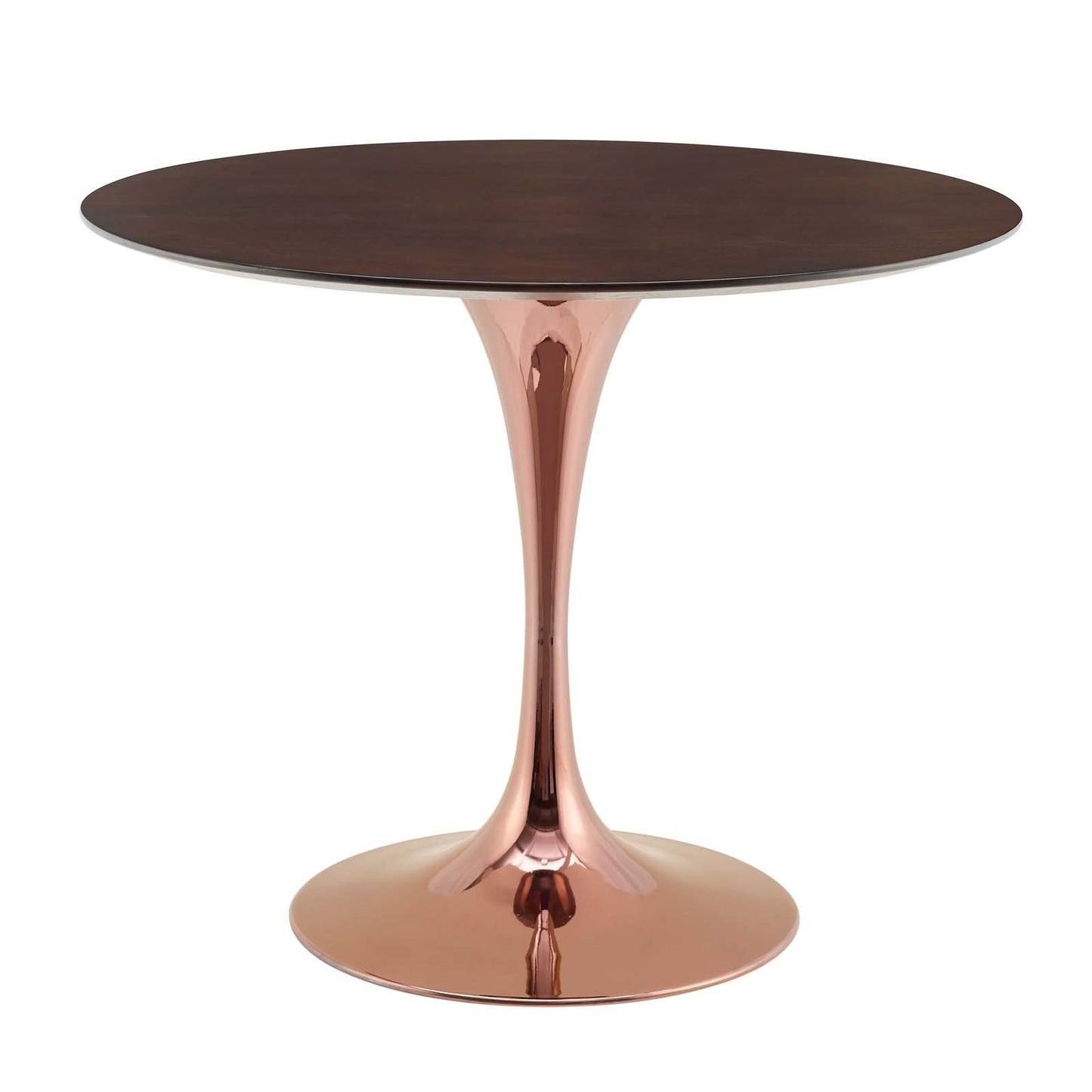 Lippa 36" Wood Dining Table, Wood, Rose Gold Dark Brown Brown Walnut, 20945