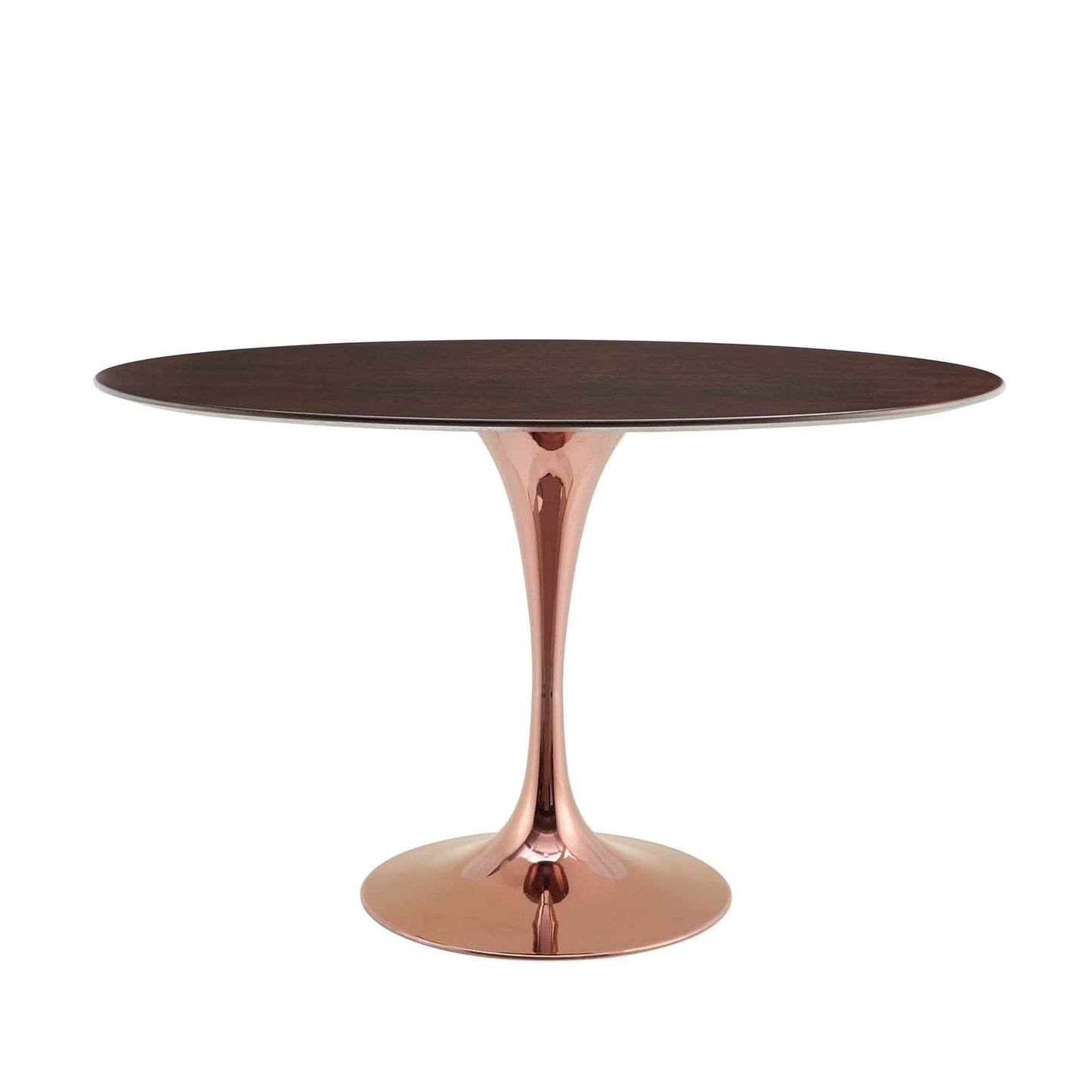 Lippa 47" Oval Wood Dining Table, Wood, Rose Gold Dark Brown Brown Walnut, 20947