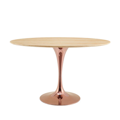 Lippa 47" Oval Wood Dining Table, Wood, Rose Gold Brown Natural, 20948