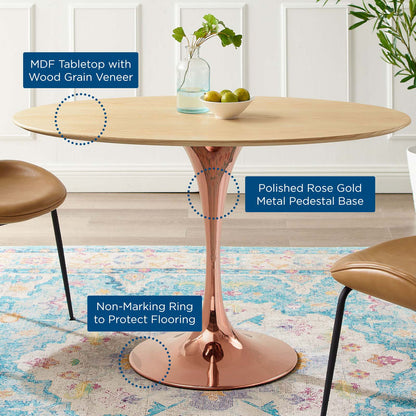Lippa 47" Oval Wood Dining Table, Wood, Rose Gold Brown Natural, 20948