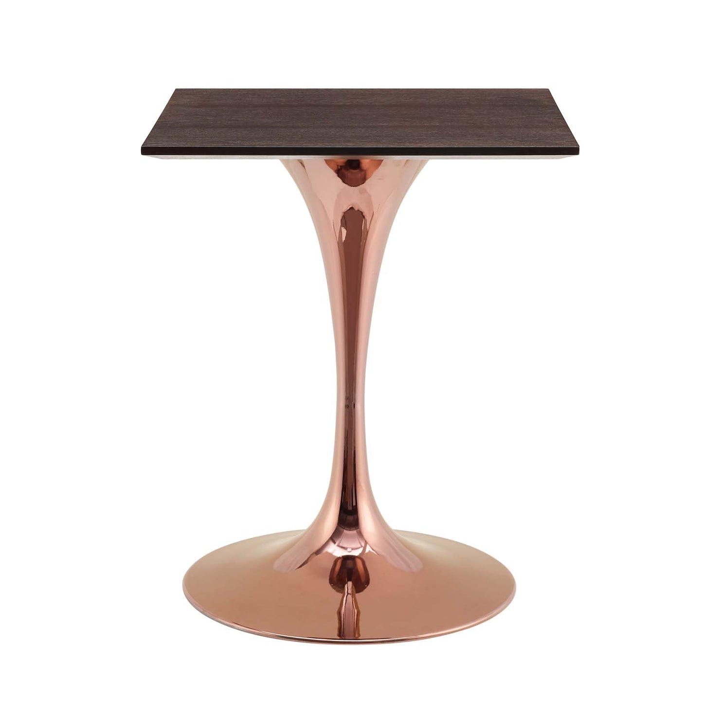 Lippa 24" Square Wood Dining Table, Wood, Rose Gold Dark Brown Brown Walnut, 20949