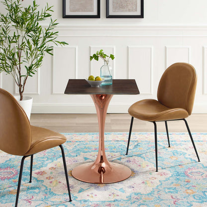 Lippa 24" Square Wood Dining Table, Wood, Rose Gold Dark Brown Brown Walnut, 20949