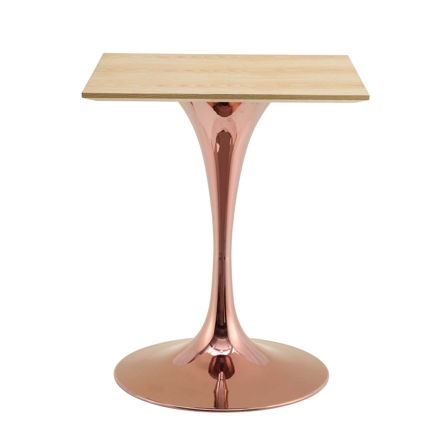 Lippa 24" Square Wood Dining Table, Wood, Rose Gold Brown Natural, 20950