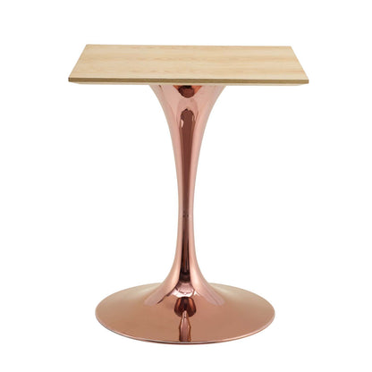 Lippa 24" Square Wood Dining Table, Wood, Rose Gold Brown Natural, 20950