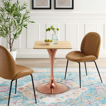 Lippa 24" Square Wood Dining Table, Wood, Rose Gold Brown Natural, 20950