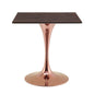 Lippa 28" Square Wood Dining Table, Wood, Rose Gold Dark Brown Brown Walnut, 20951