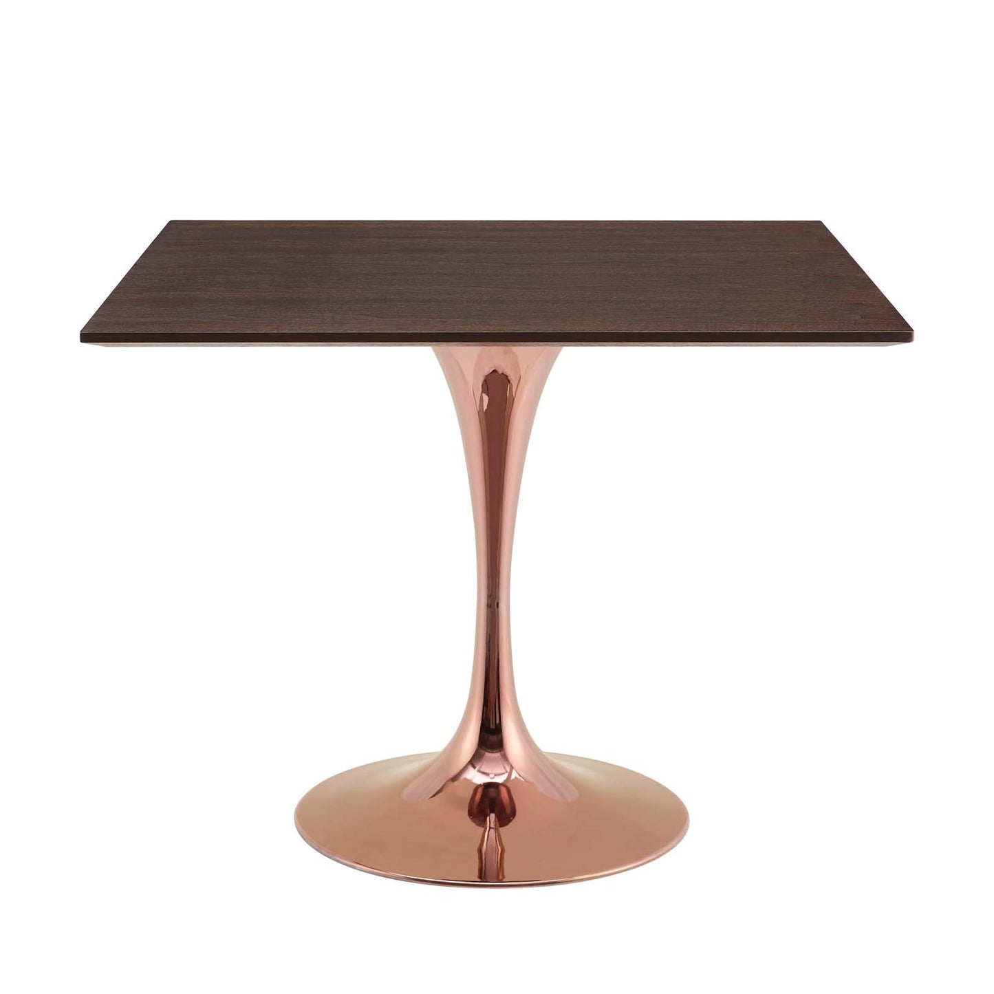 Lippa 36" Square Wood Dining Table, Wood, Rose Gold Dark Brown Brown Walnut, 20953