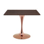 Lippa 36" Square Wood Dining Table, Wood, Rose Gold Dark Brown Brown Walnut, 20953