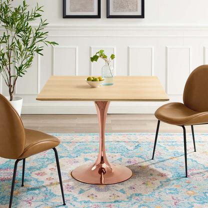 Lippa 36" Square Wood Dining Table, Wood, Rose Gold Brown Natural, 20954