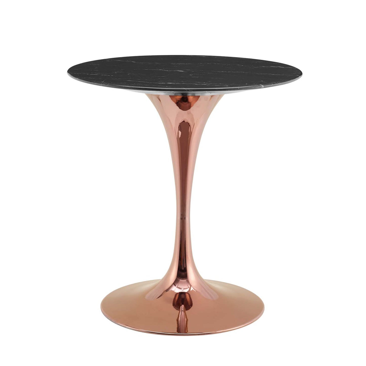 Lippa 28" Artificial Marble Dining Table, Artificial Marble, Metal Steel, Rose Gold Black, 20955