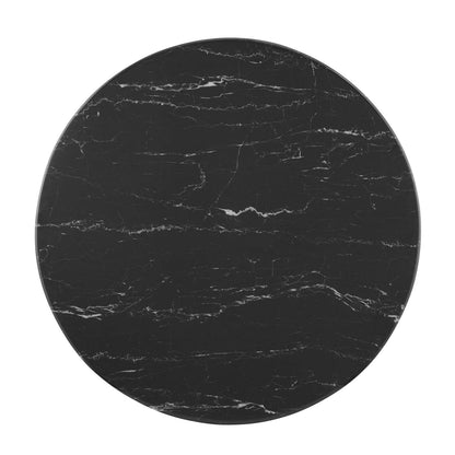 Lippa 28" Artificial Marble Dining Table, Artificial Marble, Metal Steel, Rose Gold Black, 20955
