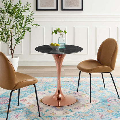 Lippa 28" Artificial Marble Dining Table, Artificial Marble, Metal Steel, Rose Gold Black, 20955