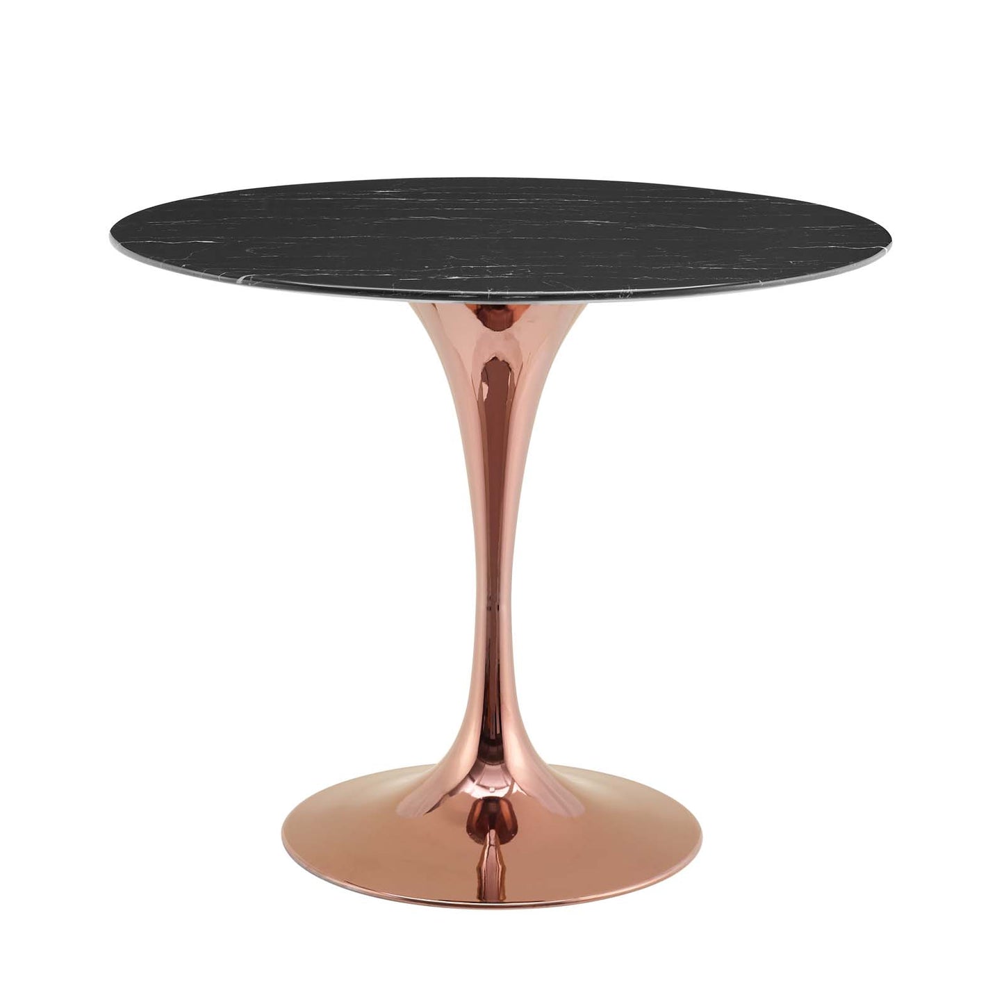 Lippa 36" Artificial Marble Dining Table, Artificial Marble, Metal Steel, Rose Gold Black, 20956