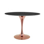 Lippa 42" Oval Artificial Marble Dining Table, Artificial Marble, Metal Steel, Rose Gold Black, 20957