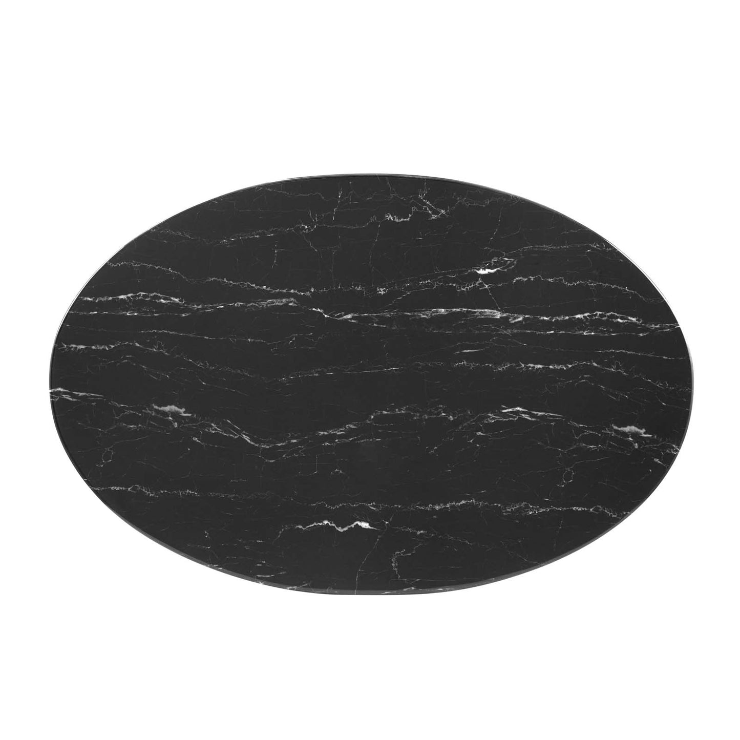 Lippa 42" Oval Artificial Marble Dining Table, Artificial Marble, Metal Steel, Rose Gold Black, 20957