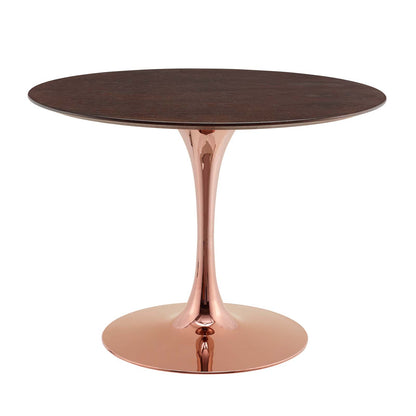 Lippa 40" Wood Dining Table, Wood, Rose Gold Dark Brown Brown Walnut, 20959