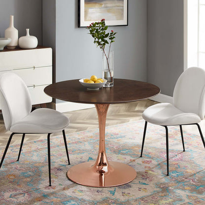 Lippa 40" Wood Dining Table, Wood, Rose Gold Dark Brown Brown Walnut, 20959