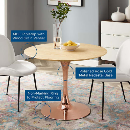 Lippa 40" Wood Dining Table, Wood, Rose Gold Brown Natural, 20960