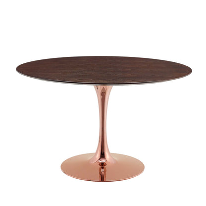Lippa 47" Wood Dining Table, Wood, Rose Gold Dark Brown Brown Walnut, 20961