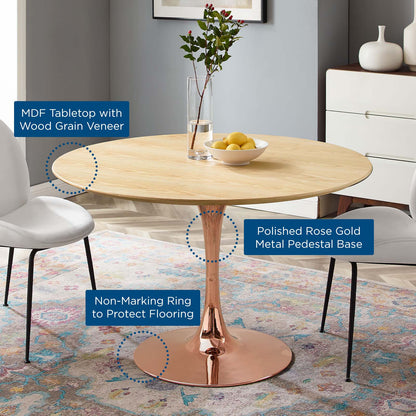 Lippa 47" Wood Dining Table, Wood, Rose Gold Brown Natural, 20962