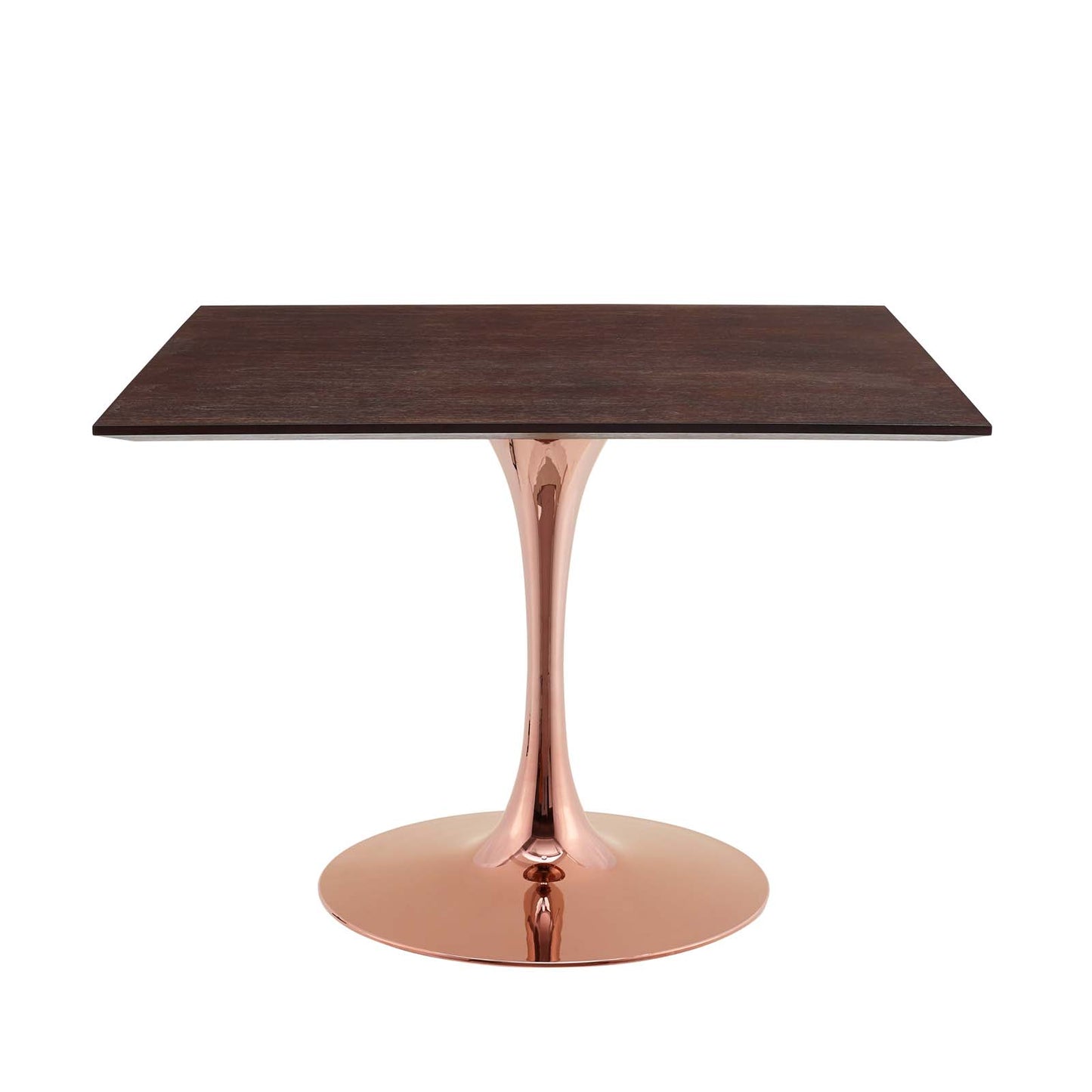 Lippa 40" Square Wood Dining Table, Wood, Rose Gold Dark Brown Brown Walnut, 20965