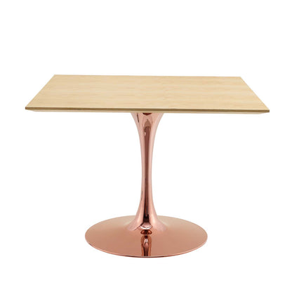 Lippa 40" Square Wood Dining Table, Wood, Rose Gold Brown Natural, 20966