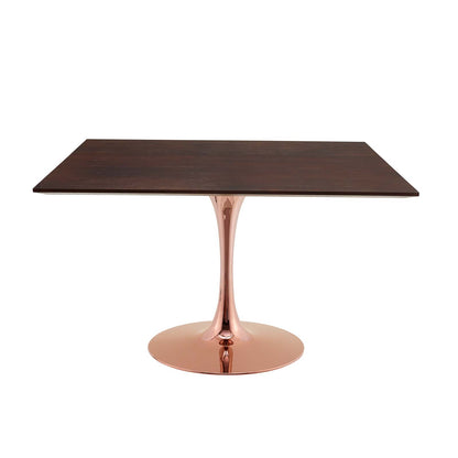 Lippa 47" Square Wood Dining Table, Wood, Rose Gold Dark Brown Brown Walnut, 20967