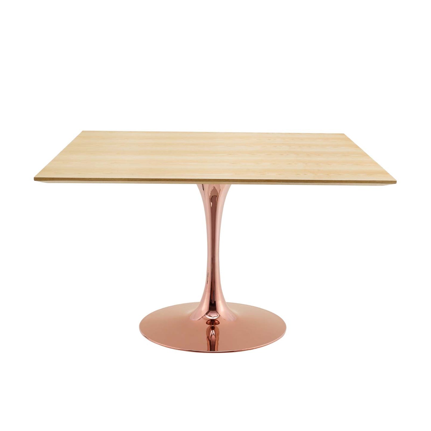 Lippa 47" Square Wood Dining Table, Wood, Rose Gold Brown Natural, 20968