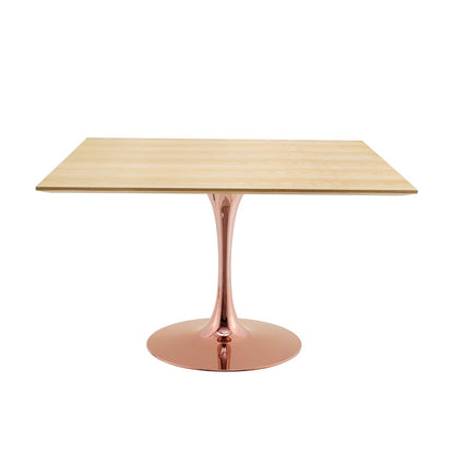 Lippa 47" Square Wood Dining Table, Wood, Rose Gold Brown Natural, 20968
