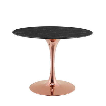 Lippa 40" Artificial Marble Dining Table, Artificial Marble, Metal Steel, Rose Gold Black, 20969