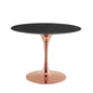 Lippa 40" Artificial Marble Dining Table, Artificial Marble, Metal Steel, Rose Gold Black, 20969