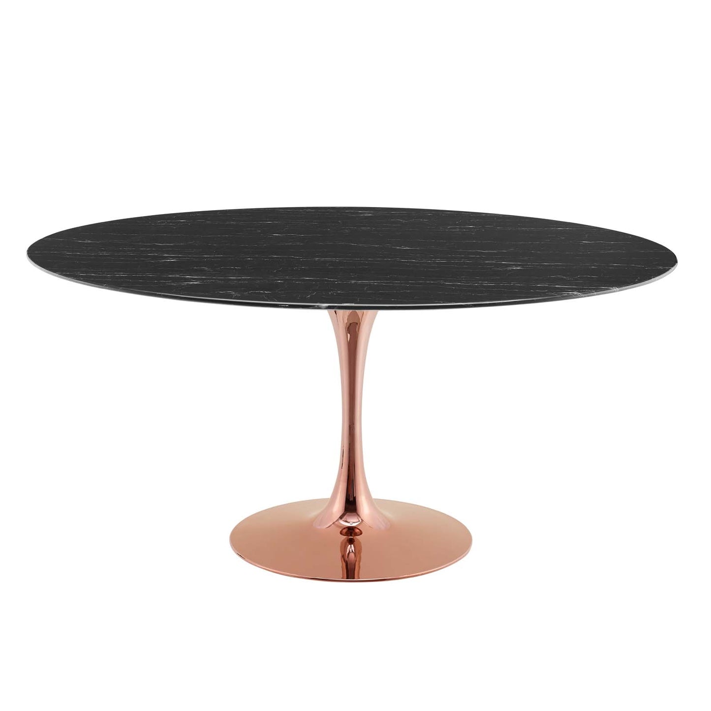 Lippa 60" Artificial Marble Dining Table, Artificial Marble, Metal Steel, Rose Gold Black, 20972