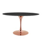 Lippa 54" Oval Artificial Marble Dining Table, Artificial Marble, Metal Steel, Rose Gold Black, 20973