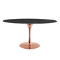 Lippa 60" Oval Artificial Marble Dining Table, Artificial Marble, Metal Steel, Rose Gold Black, 20974